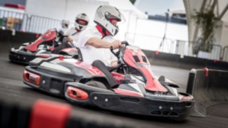 E-karts on the kart track at World of Material Handling 2016